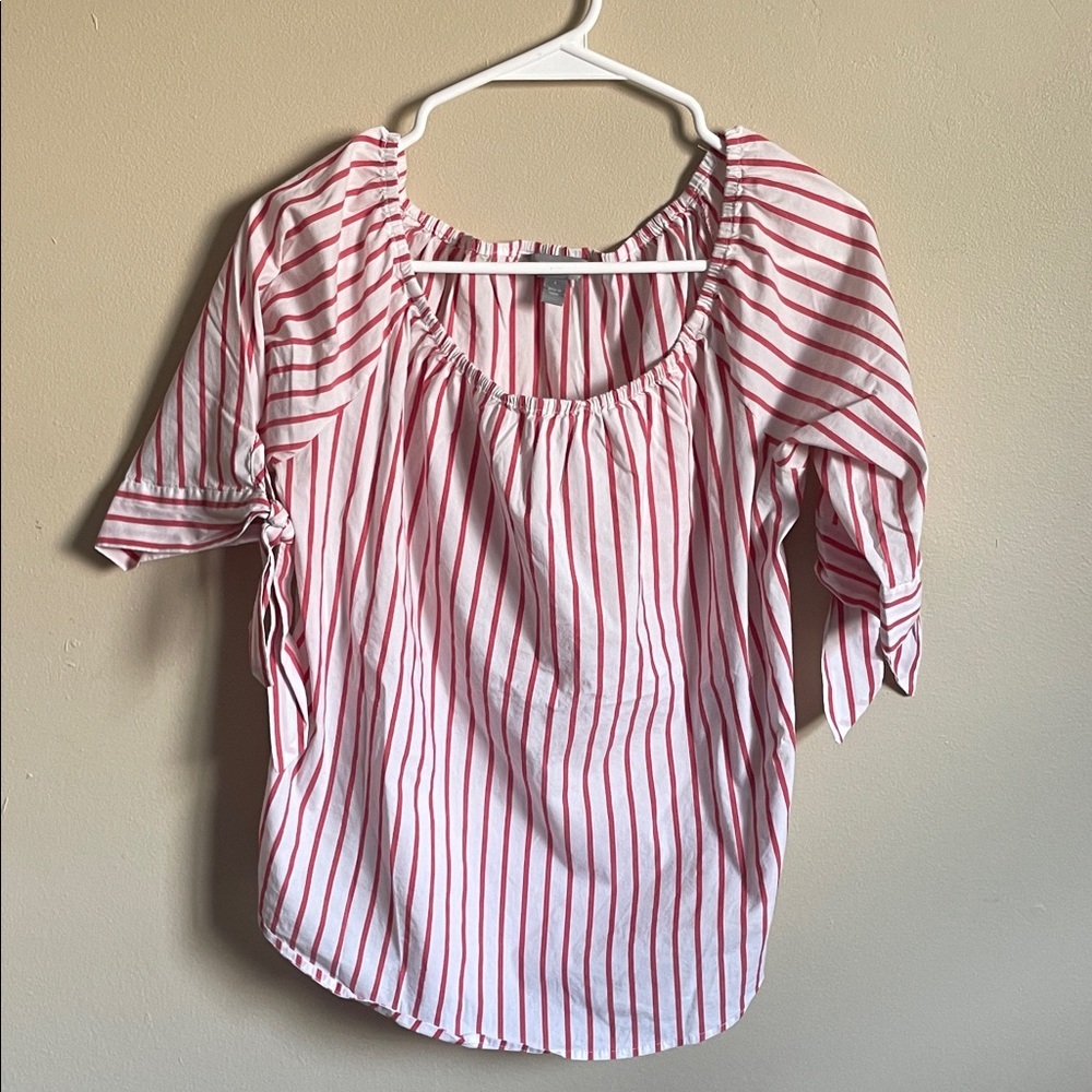 Kenar Red Striped Short Sleeve Top (Bin C)​